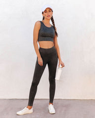 Mineral Ribbed High-Rise Leggings - Olive