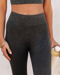 Mineral Ribbed High-Rise Leggings - Olive