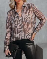 Monroe Tiger Print Button Down Blouse