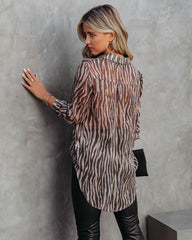 Monroe Tiger Print Button Down Blouse