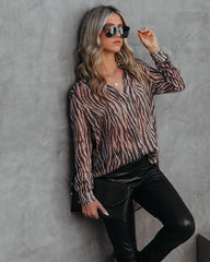 Monroe Tiger Print Button Down Blouse