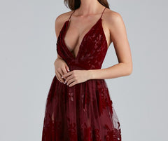 Morgan Formal Flocked Velvet Dress