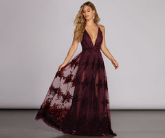 Morgan Formal Flocked Velvet Dress
