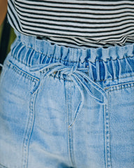 Morrisen Pocketed Chambray High Waisted Shorts