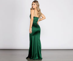 Nala Cowl Neck Satin Dress