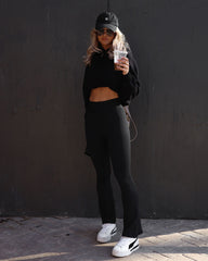 Namaste Mindset Ribbed Pants - Black