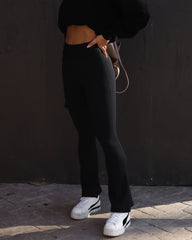 Namaste Mindset Ribbed Pants - Black