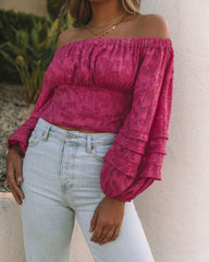 Nanette Textured Off The Shoulder Blouse - Magenta