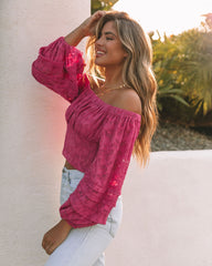 Nanette Textured Off The Shoulder Blouse - Magenta