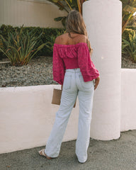 Nanette Textured Off The Shoulder Blouse - Magenta