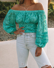 Nanette Textured Off The Shoulder Blouse - Teal
