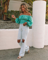 Nanette Textured Off The Shoulder Blouse - Teal