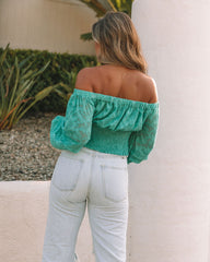Nanette Textured Off The Shoulder Blouse - Teal