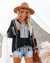 Napa Embroidered Tassel Top
