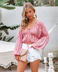 Narcisse Billowed Crop Drawstring Blouse