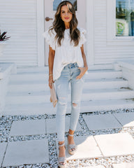 Narcissus Cotton Lace Button Down Top