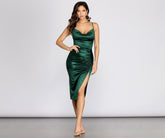 Natalia Cowl Neck Satin Dress