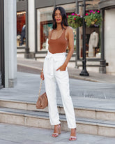 Natalia Pocketed Paper Bag Waist Trousers - Ivory