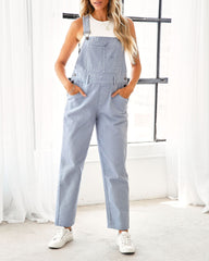 Natasha Cotton Pocketed Overalls - Blue