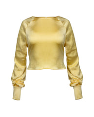 Naya Satin Crop Blouse - Yellow