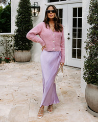 Naya Satin Midi Skirt - Lilac