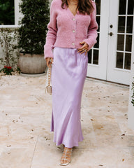 Naya Satin Midi Skirt - Lilac