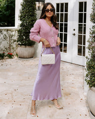 Naya Satin Midi Skirt - Lilac