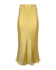 Naya Satin Midi Skirt - Yellow