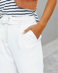 Neomi Pocketed High Rise Belted Trousers - Off White