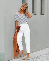 Neomi Pocketed High Rise Belted Trousers - Off White