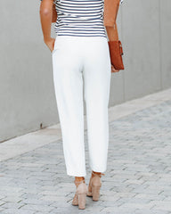 Neomi Pocketed High Rise Belted Trousers - Off White