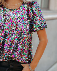 Neptune Sequin Puff Sleeve Blouse