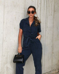 Nevada Cotton Blend Pocketed Jumpsuit - Faded Black