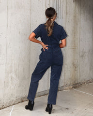 Nevada Cotton Blend Pocketed Jumpsuit - Faded Black
