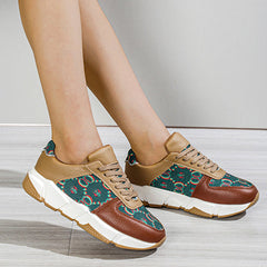 New In Leopard Print Colorblock Lace-Up Sneakers