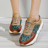 New In Leopard Print Colorblock Lace-Up Sneakers