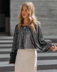 Nighttime Sequin Billowed Blouse