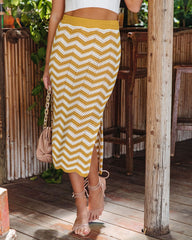 Nissi Sheer Cotton Chevron Midi Skirt - Sunflower