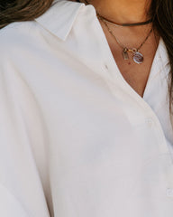 No Effort Puff Sleeve Button Down Blouse - White