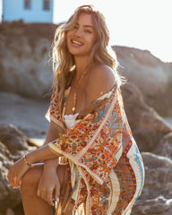 Noelle Cotton Tassel Kimono - Cream Multi