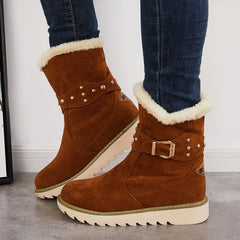 Non Slip Snow Ankle Boots Warm Fur Lined Slip on Booties