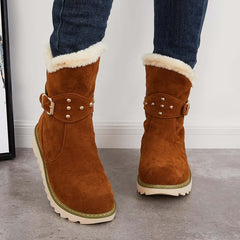 Non Slip Snow Ankle Boots Warm Fur Lined Slip on Booties