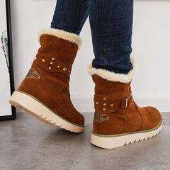 Non Slip Snow Ankle Boots Warm Fur Lined Slip on Booties