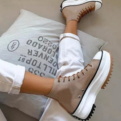 Non-Slip Sole High Top Lace Up Boots