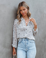 Norm Button Down Crop Tie Blouse