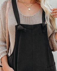 Northwest Cotton Linen Pocketed Romper - Black - SALE