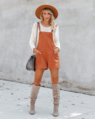 Northwest Cotton Linen Pocketed Romper - Rust - SALE