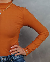 Norton Mock Neck Knit Top - Camel