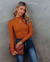 Norton Mock Neck Knit Top - Camel