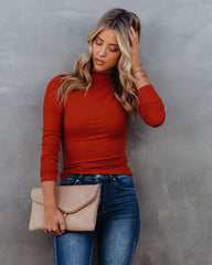 Norton Mock Neck Knit Top - Rust